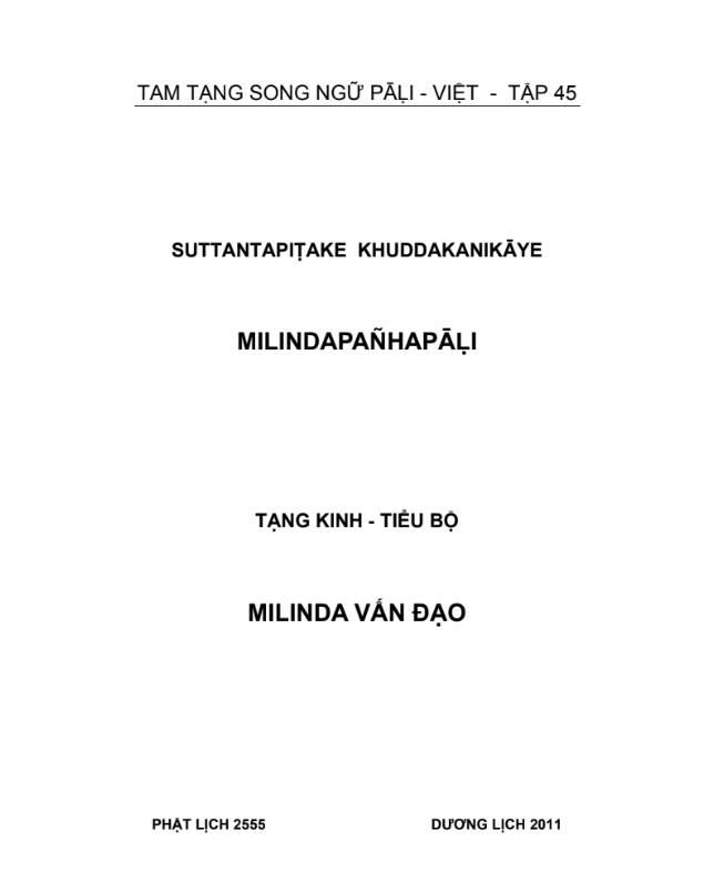 Tiểu Bộ (Milinda Vấn Đạo)